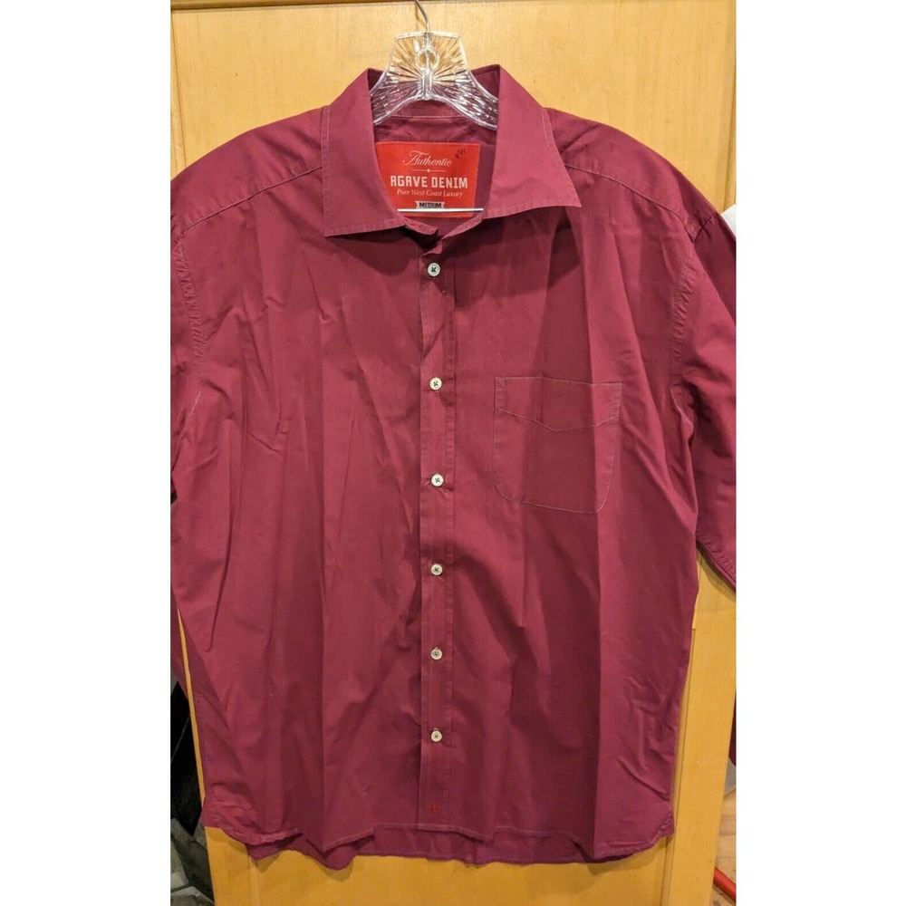 Agave Denim Traditional Button‎ Up Shirt Mens Medium FITS Large Long Sleeve